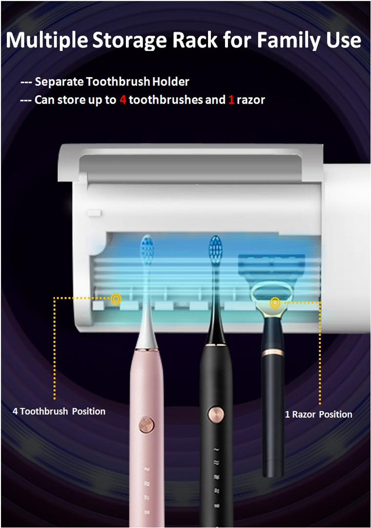 可充電內置風扇智能自動紫外線牙刷消毒器紫外線消毒器牙刷消毒架清潔劑